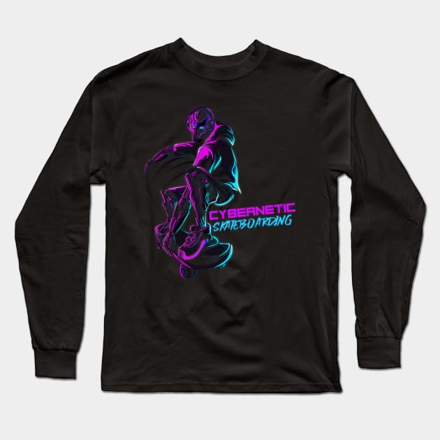 Cybernetic Skateboarding Long Sleeve T-Shirt by Impulse Graphics